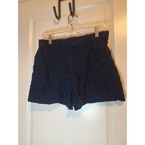 Abercrombie & Fitch Navy Blue 100% Linen Shorts Hi Rise Coastal Summer Women 26